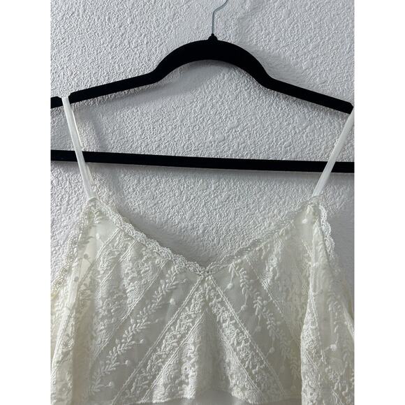 Skies Are Blue White Lace Floral Tank Top Size S Coquette Boho Frilly Whimsy - Picture 5 of 12